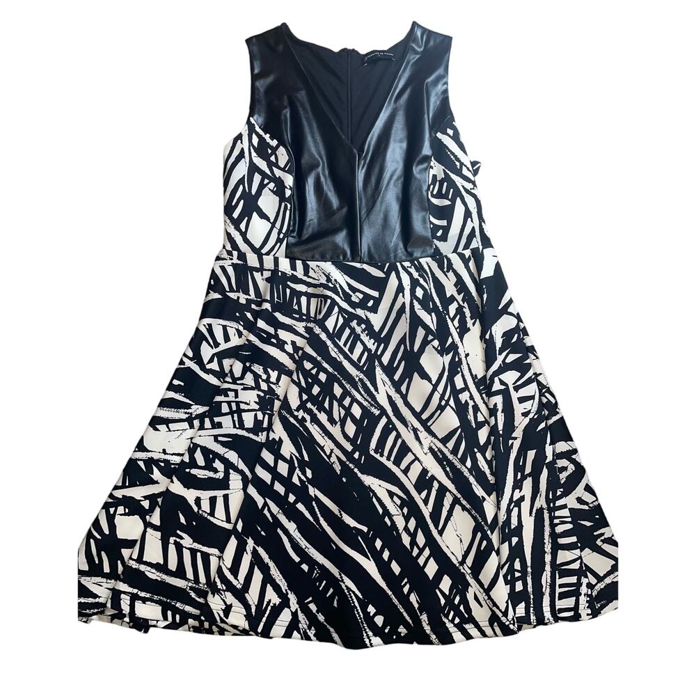 +Black and White Patterned Dress